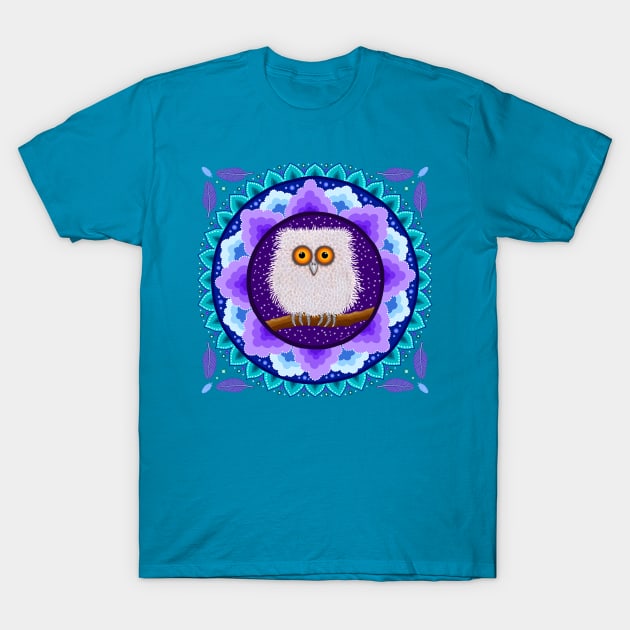 Fluffy Baby Owl Mandala T-Shirt by SoozieWray